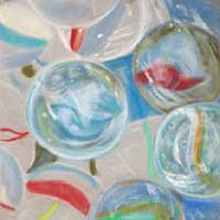 Glass marbles pastel drawing