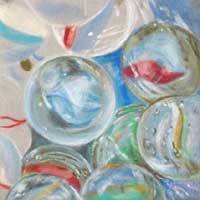 Glass marbles pastel drawing