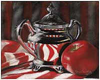 A pastel tutorial working with reflections, shadows and folded material by Karen Hargett